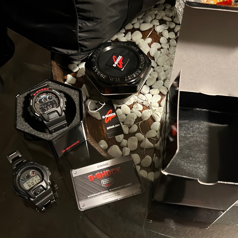 TWO G-SHOCK 6900 series mens watches custom module swap. With combination band